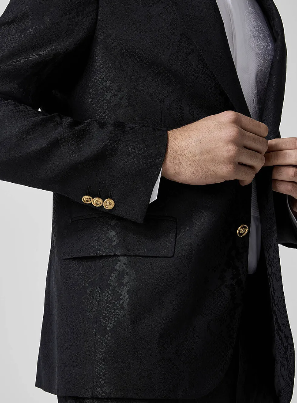 Snakeskin print jacquard blazer