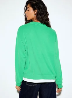 Soft brushed finish loose-fit layered-effect sweatshirt