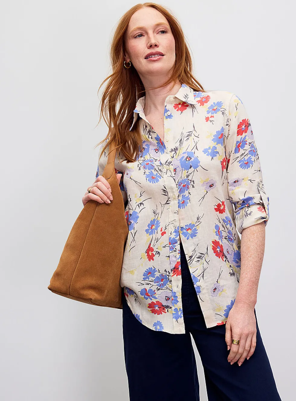 Soft flowers pure linen shirt