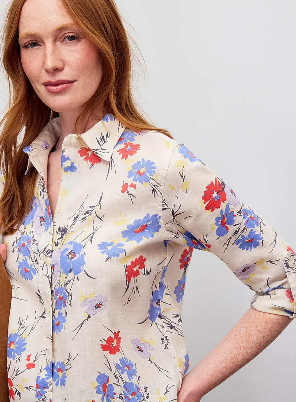 Soft flowers pure linen shirt
