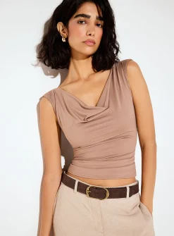 Soft microfibre draped neck cami