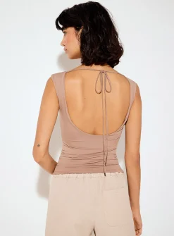 Soft microfibre draped neck cami
