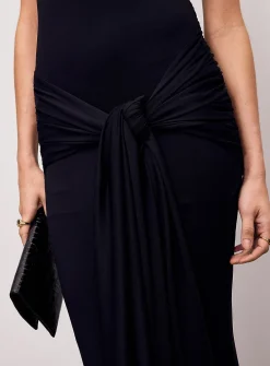 Soft microfibre tie-ribbons maxi dress