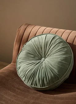 Soft velvet drape round cushion