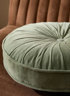 Soft velvet drape round cushion