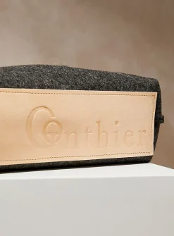 Solange leather and wool felt tote