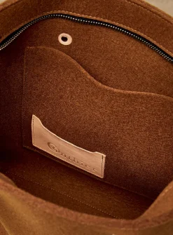 Solange leather and wool felt tote
