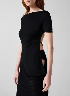 Sole open-back asymmetrical dress