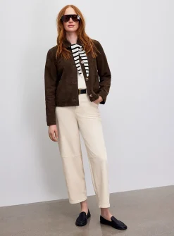 Solid barrel-leg coloured jean
