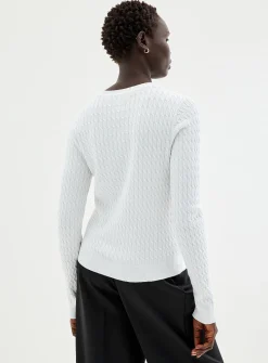 Solid cable-knit sweater