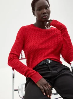 Solid cable-knit sweater