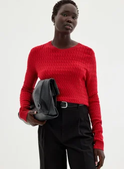 Solid cable-knit sweater