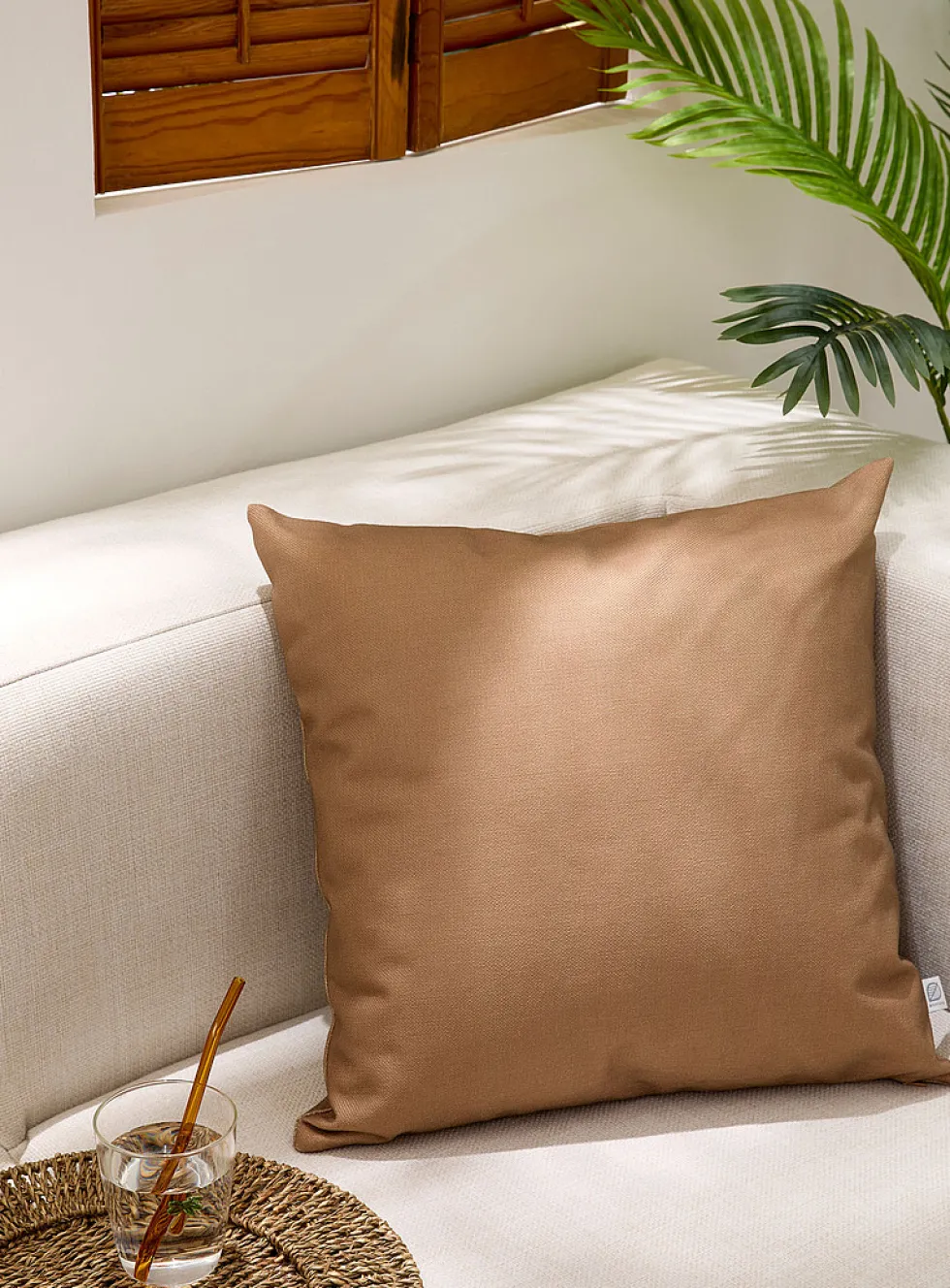 Solid canvas removable-cover outdoor cushion