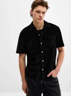 Solid chenille knit shirt
