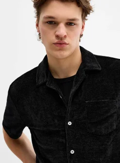 Solid chenille knit shirt