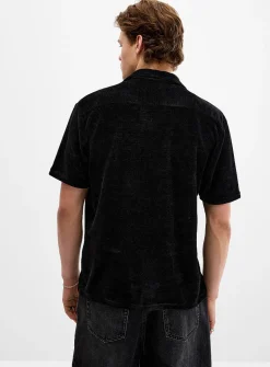 Solid chenille knit shirt