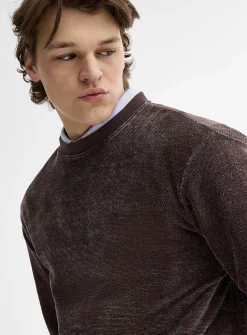 Solid chenille knit sweater