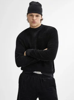 Solid chenille knit sweater