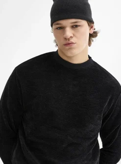 Solid chenille knit sweater