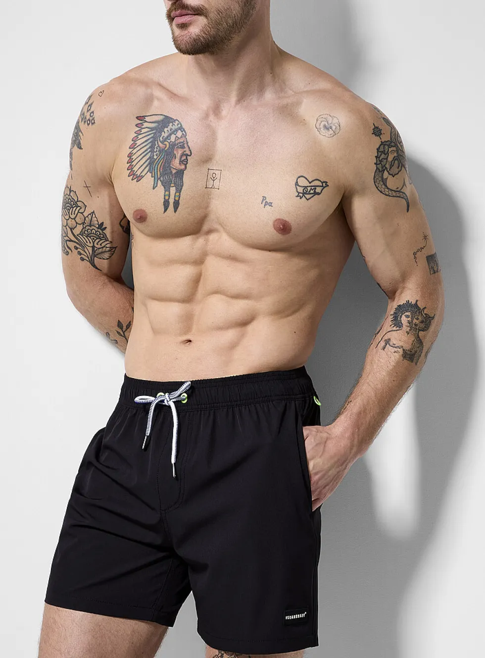 Solid colour stretch swim trunk