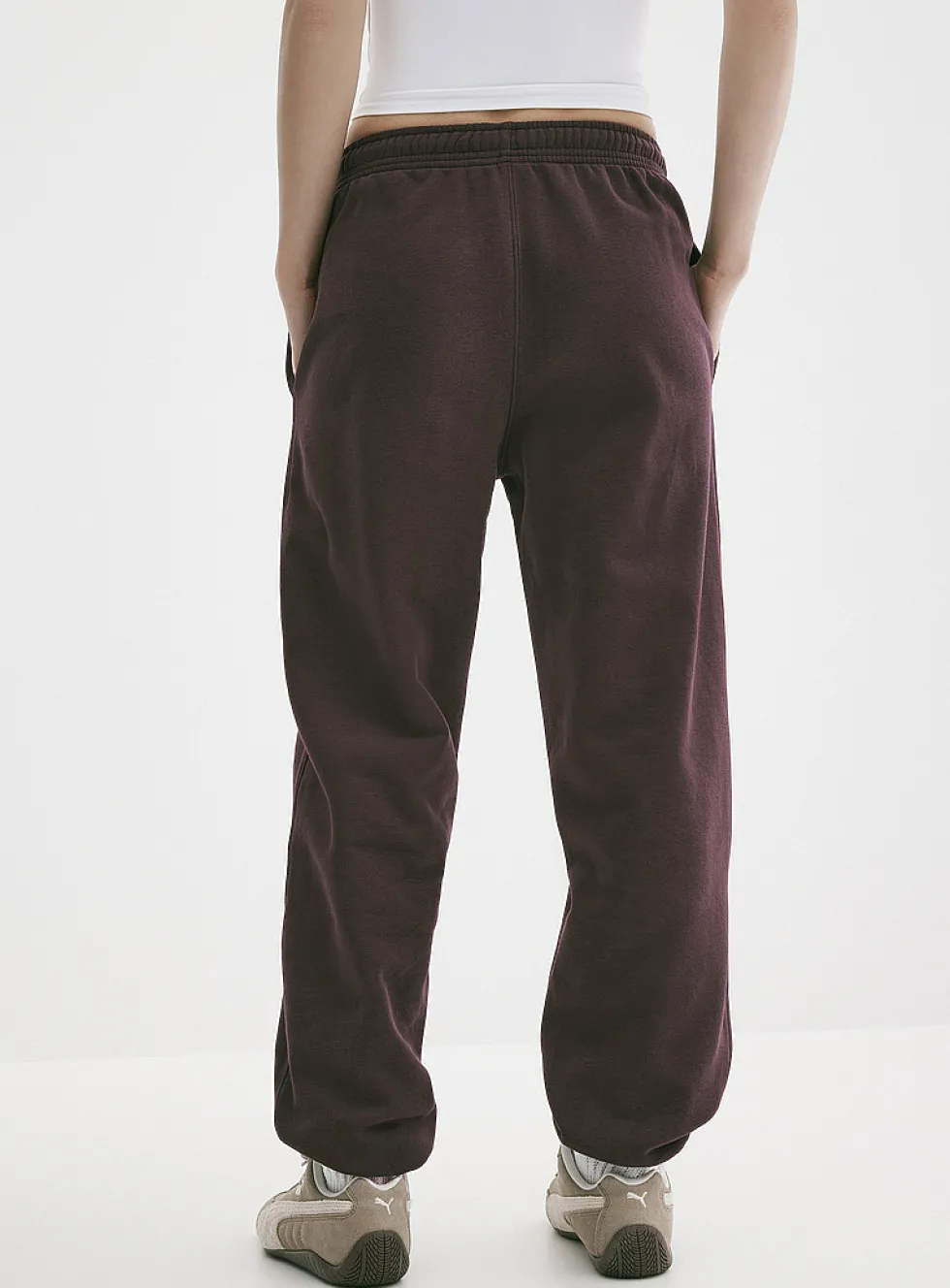 Solid cotton-fleece loose joggers
