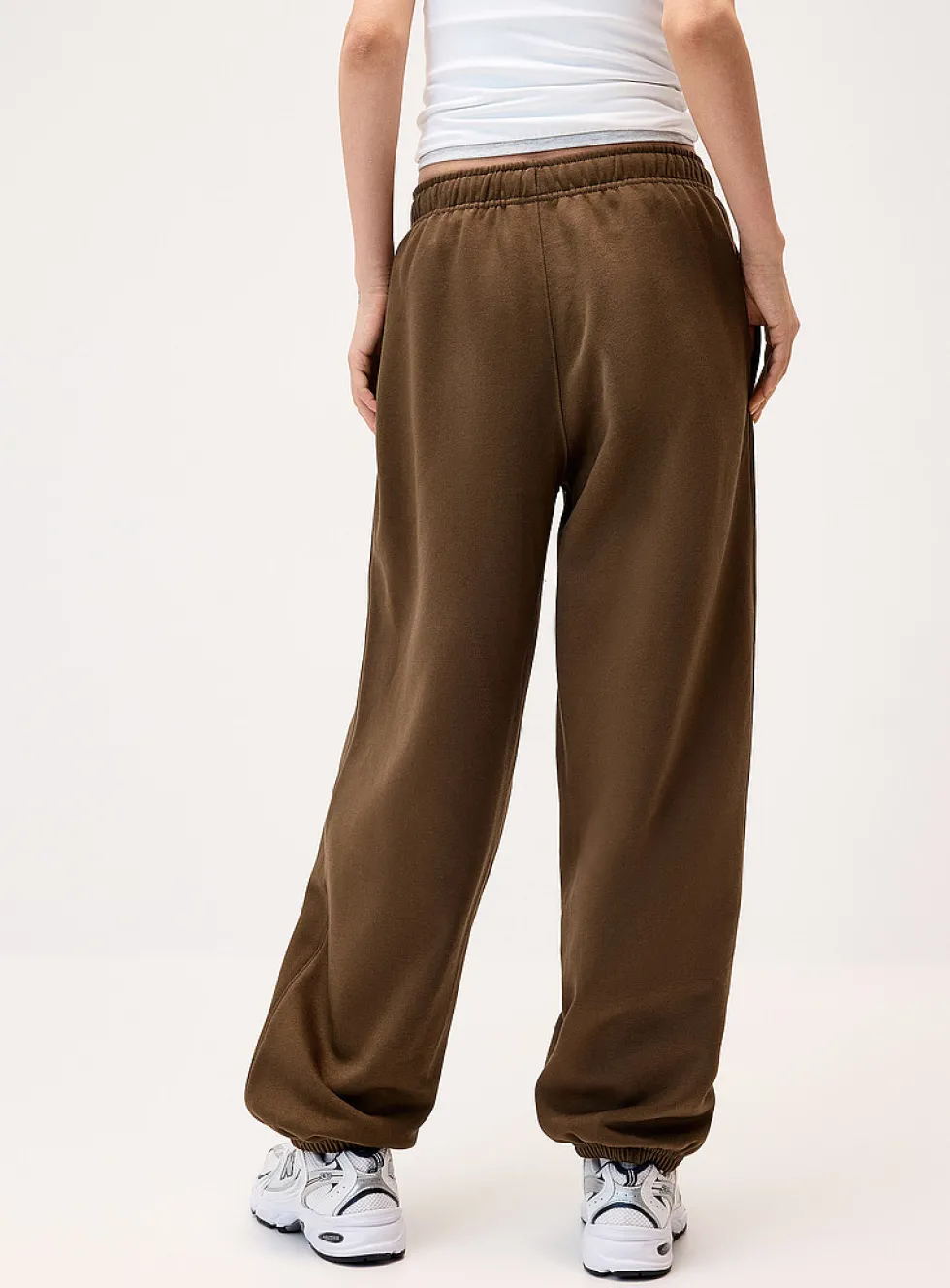 Solid cotton-fleece loose joggers