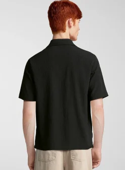 Solid crinkled camp shirt
