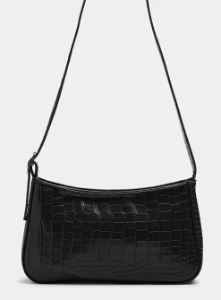 Solid croc baguette bag