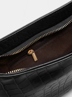 Solid croc baguette bag