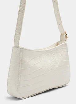Solid croc baguette bag