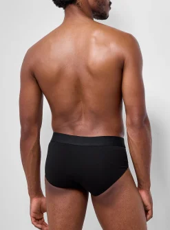 Solid croc-waistband stretch brief