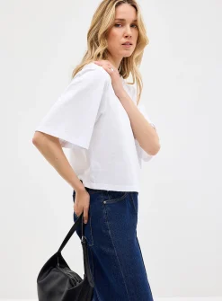 Solid cropped boxy-fit T-shirt