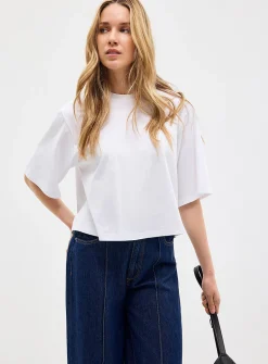 Solid cropped boxy-fit T-shirt