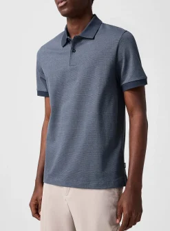 Solid edging textured jacquard polo