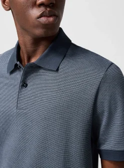 Solid edging textured jacquard polo