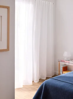 Solid faux-linen sheer curtains
