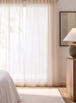 Solid faux-linen sheer curtains