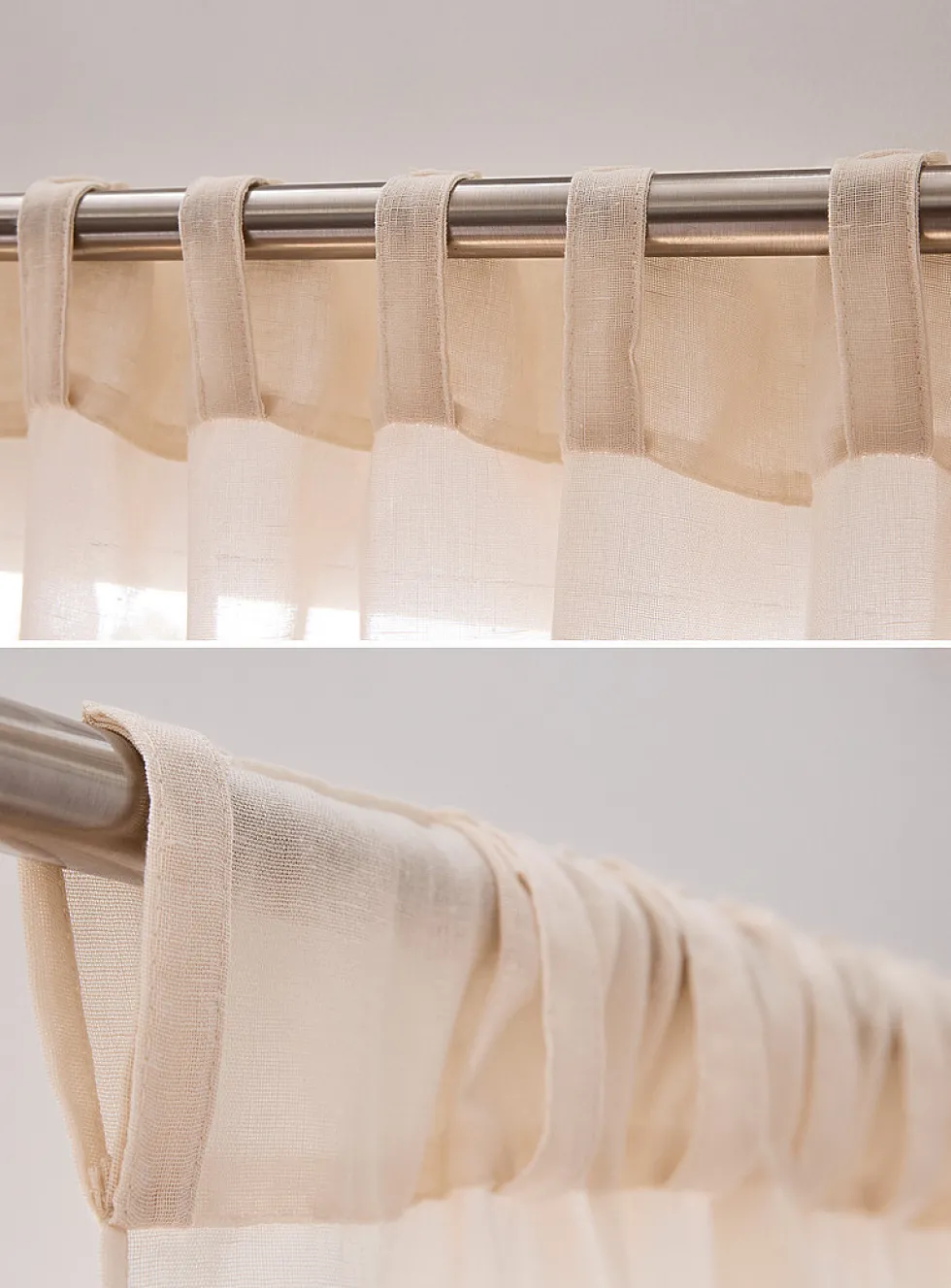 Solid faux-linen sheer curtains
