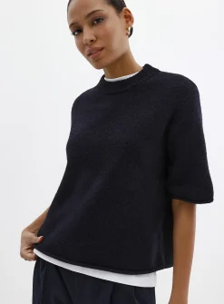 Solid felted boxy-fit sweater