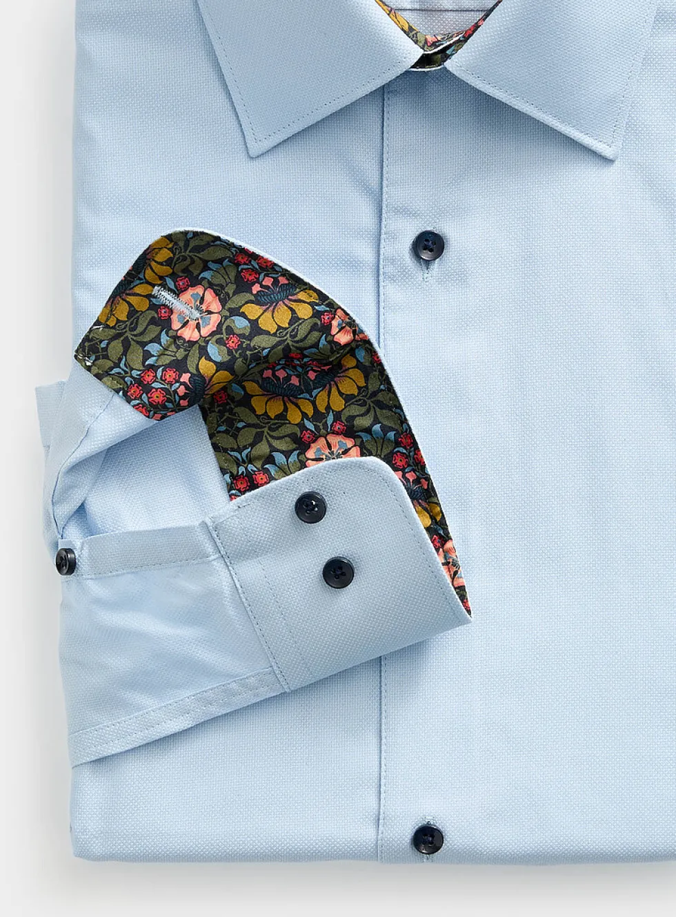 Solid floral-trim shirt