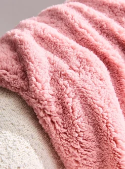 Solid high pile fleece throw