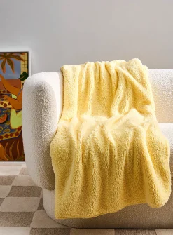 Solid high pile fleece throw