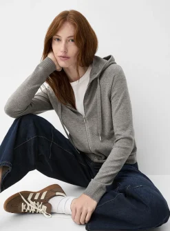 Solid knit soft hooded jacket