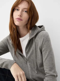 Solid knit soft hooded jacket