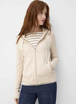 Solid knit soft hooded jacket