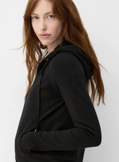 Solid knit soft hooded jacket