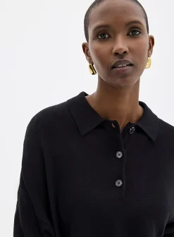 Solid loose polo sweater