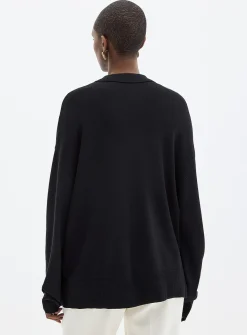 Solid loose polo sweater
