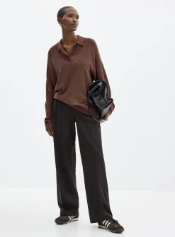 Solid loose polo sweater