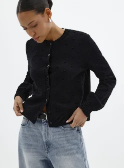 Solid pompom cardigan